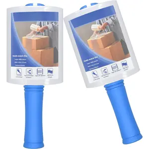2 Pack Stretch Wrap Film with Winding Handle, 80 Gauge Shrink Wrap roll, 5" x 1000' Stretch Wrap Roll, Plastic Wrap for Moving, Packing Wrap Industrial Strength, Clear Plastic Pallet Shrink.