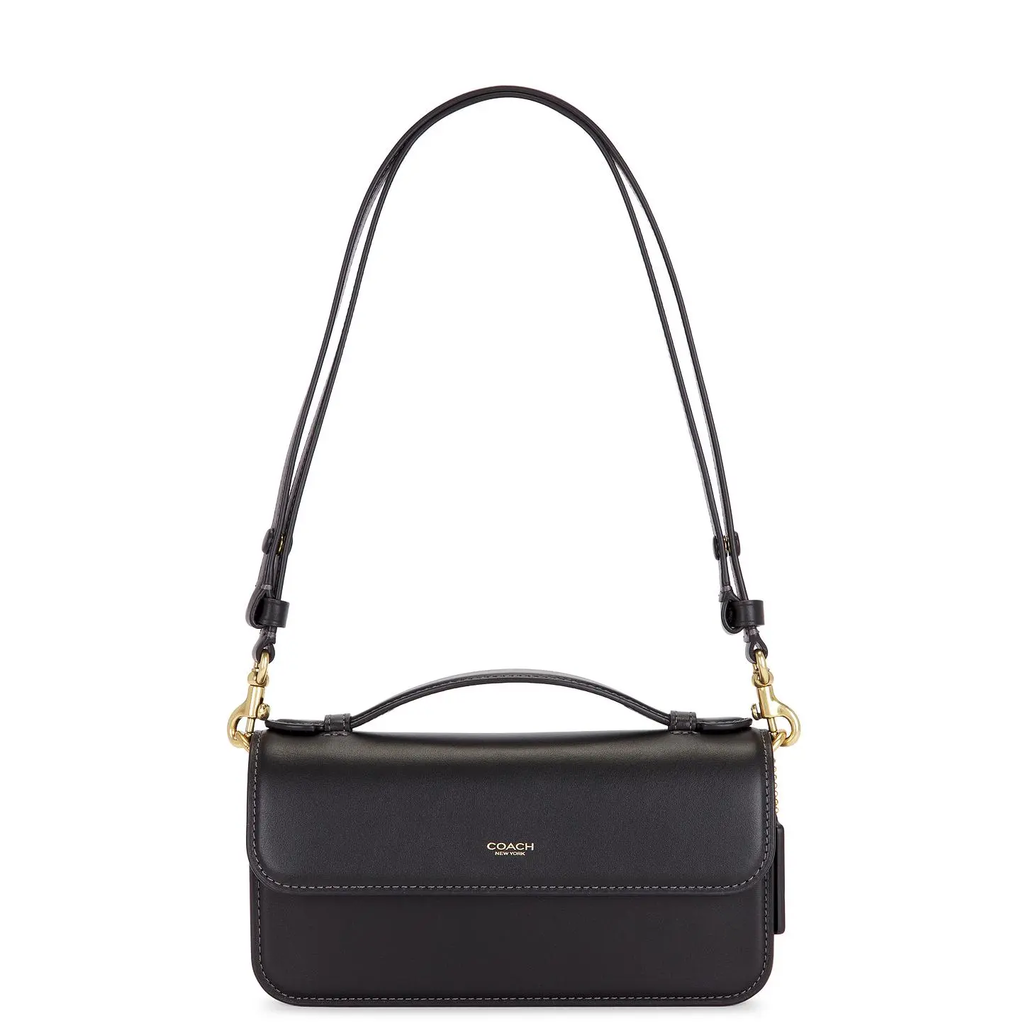 Coach Refined Calf Leather New York Elora Top Handle Crossbody Bag in Black