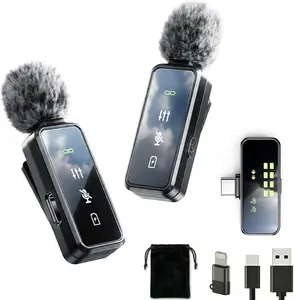 Wireless Lavalier Microphone, 12H Lapel Microphone with Digital Display & Smart Noise Cancellation, Mini Clip on Mic for Iphone Android Type-C, Recording Mic for Youtube Tiktok Vlog Podcast Interview ChangeSky