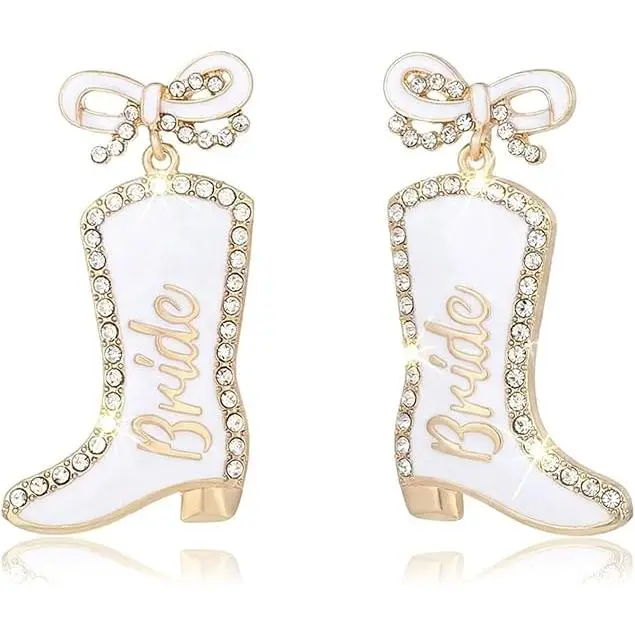 BloomWish Women's Western Dangle Earrings, Gold/Silver Metal Coating Turquoise Vintage Concho Jewelry, Wedding/Cowboy Boot Statement Accessories, Christmas Gift Stocking Stuffer