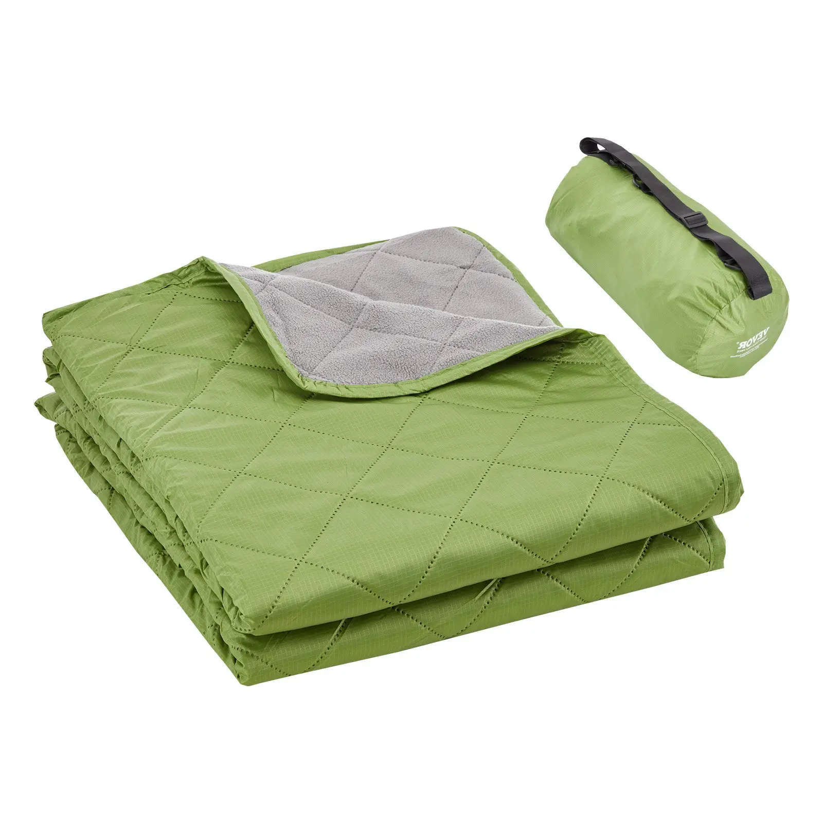 VEVOR Bicolored Fleece Camping Blanket, 82x55in 330GSM Polyester, Waterproof, Windproof, Flame-Retardant, Large Warm Outdoor Blanket for Hiking, Sports Events
