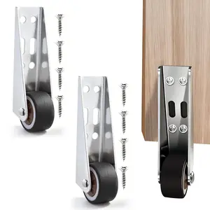 Vertical Track Roller Wheel, Heavy Duty 110LBS Sliding Door Bottom Guide, Anti-Wobble Door Stop, Nylon Wheel & Aluminum Bracket, Smooth Quiet Sliding, Easy to Install Replacement Parts for Barn Door, Interior Door, Wardrobe, Cabinet, Closet Organizer
