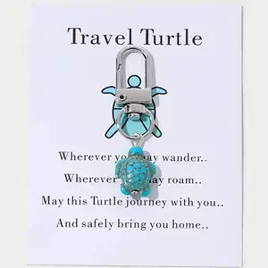 Turquoise Sea Turtle Keychain – Cute Animal Key Ring with Lobster Clasp, Ocean Marine Life Charm for Bags, Keys, Gifts, Car Accessories for Women and Kids