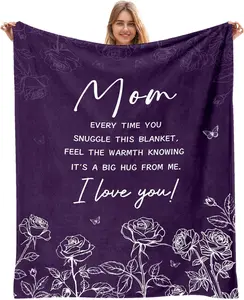 Mom Blanket from Daughter Son - Best Mom Ever Gifts for Mothers Day or Birthday