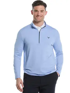 Mens Solid Sun Protection Quarter Zip Golf Pullover