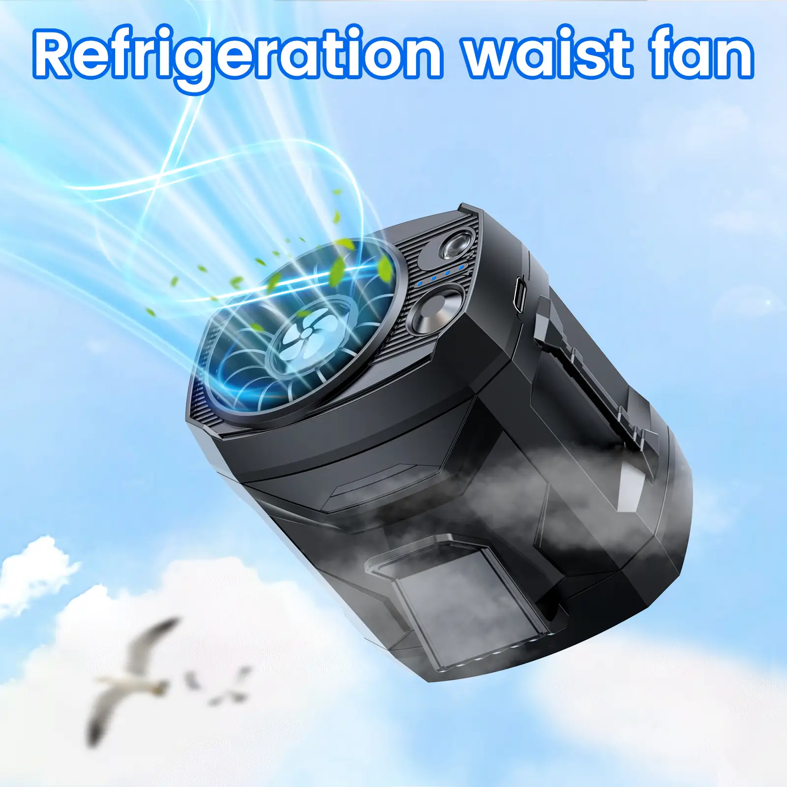 Lentorgi-Portable Fan,Clip Fan Rechargeable With stand,4 Speeds Strong Airflow Small Fan Waist,Weight reduction design,for Travel Camping Outdoor Jobs