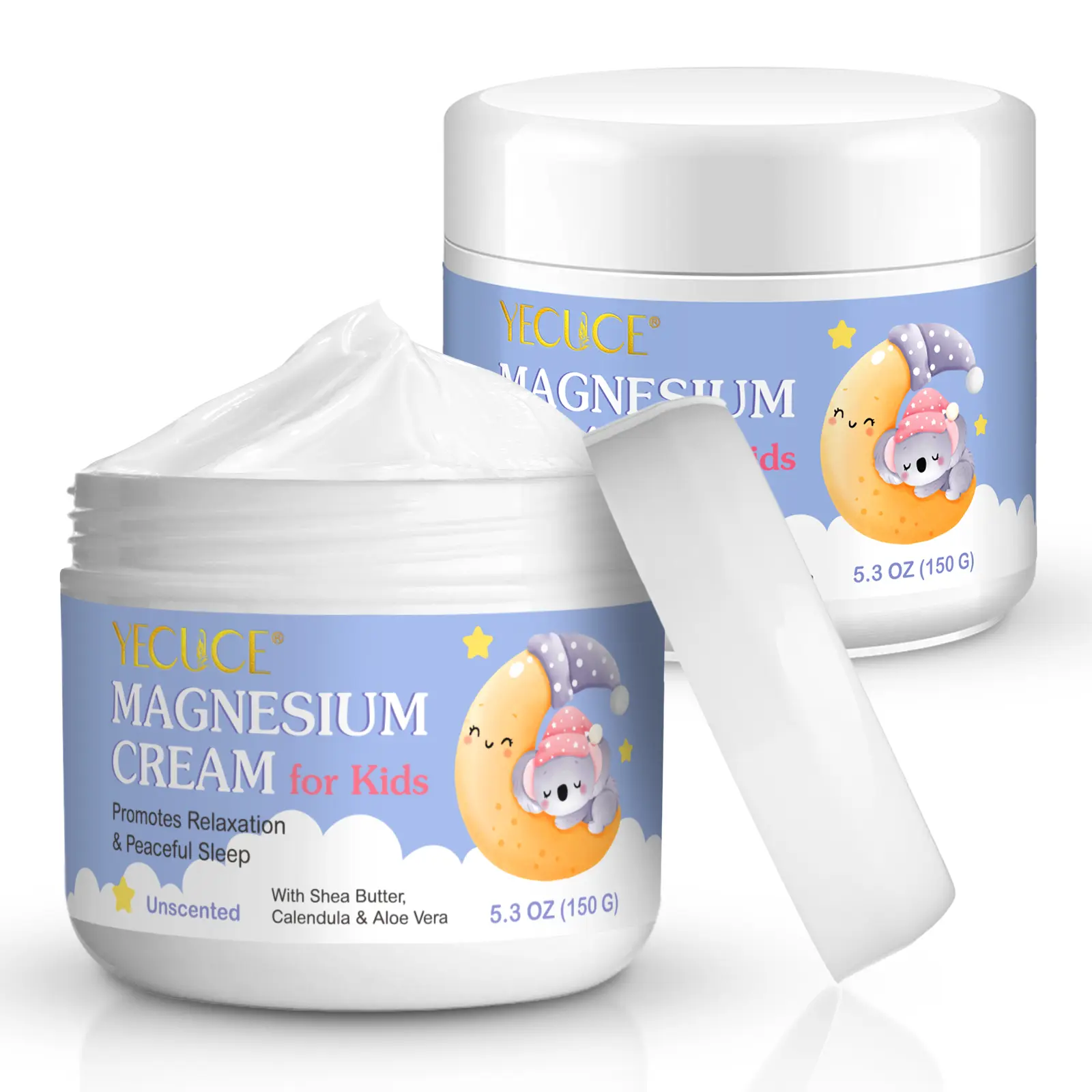 YECUCE Children's Magnesium Oil Cream 150g/2 boxes, Magnesium Enriched, light texture, non-greasy, high-quality children's skin care cream, magnesium oil cream before bedtime, Lightweight Texture, Skin Care Products