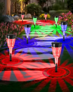 Avatar Controls 8 Pack Solar Pathway Lights Outdoor, Solar Landscaping Lights Auto On/Off, 4 Mode, IP65 Waterproof Color Changing Outdoor Solar Yard Lights Outdoor Garden Yard Lawn Landscape Decorative