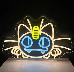 Meowth Neon Light Sign, Anime, Charizard, Pikachu, Home Decor, Neon Sign, Home Accents, Game Room, Bedroom Decor, Room Decor, Decorations, Gamer, Gaming