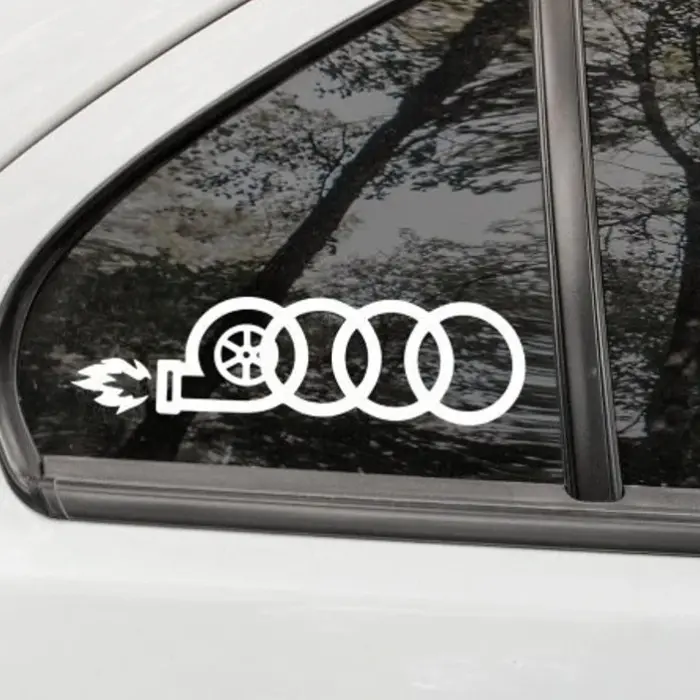 Turbo Audi Decal | Audi Emblem Logo | Vinyl Sticker | Laptop, car, window, mirror, bumper sticker |