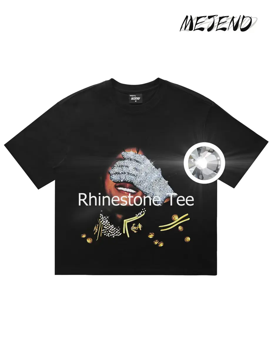 Men's & Women's 10oz 100% Cotton Short-Sleeve Sports T-Shirt - Rhinestone Diamond MeJend Streetwear Casual Top
