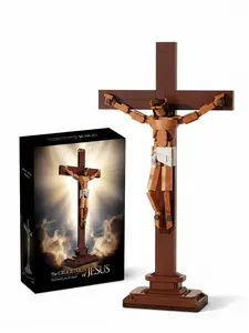 Jesus Cross Building Block Set（with light）, Mother's Day Gifts for Mom Grandma, Confirmation Gifts for Teens, Faith-Inspired Crucifixion Religious Decoration for Home Church Office Decor Summervibes