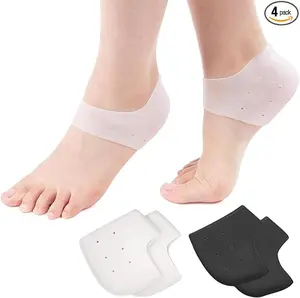 Silicone Heel Protectors for Shoes - 2 Pairs Slim Gel Heel Sleeves for Blister Prevention Cracked Heels & Daily Comfort Men Women White Black Footwear Parent