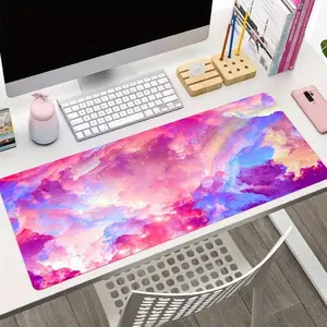 Creative Cloudy Pattern Large Gaming Mouse Pad, Non-slip Rubber Base Stitched Edge Desk Pad for Laptop Desktop, Computer Accessories for Home Office Game