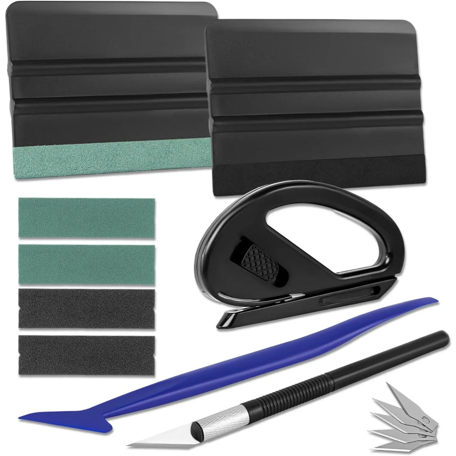 Automotive Window Tint Kit - Professional Wrap Kit with Long Stick, Precision Craft Tools, Safety Vinyl, Tint Film, Razor, Felt & Felt Replacements for Car Maintenance Applications