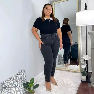 Referencia Deborah Jeans Colombian with Lipo 360 Waist Cincher in Gray Charcoal Color for Women's Fashion