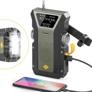 Portable Solar Powered Hand Crank Radio, 4000mAh Rechargeable Emergency Radio with SOS Alarm & LED Flashlight, Multifunctional Radio for Outdoor