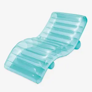 Maccabi Art 5.6ft FunChaiser Inflatable Lounge Chair – Lagoon Blue Pool Float with Arched Backrest, Extended Leg Support, Built-in Cup Holder & DuraSeam Leak-Proof Tech – Full-Body Comfort Water Lounger