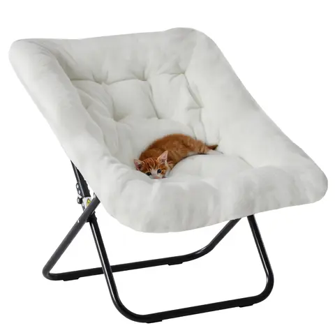 Sweetcrispy Stable Armless Legged Rectangle Saucer Chair - Faux Fur Floor Lounge, Soft Thick Padded Seat, Sturdy Metal Frame, Folding Modern Living Room & Bedroom Furniture, Ideal Relaxation Gift, Armless Legged Chair