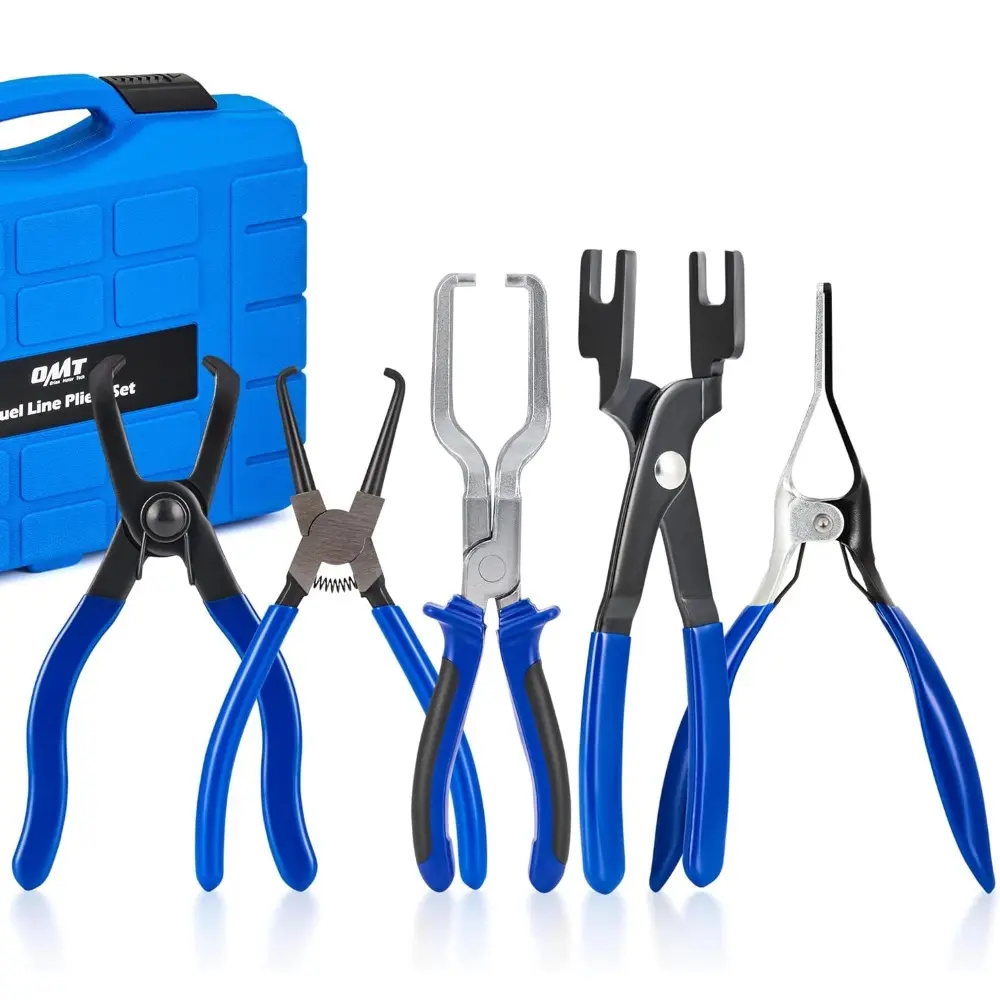 Orion Motor Tech Fuel Line Pliers Set, 5 pc Fuel Line Disconnect Pliers Set with Fuel Filter Caliper Hose Pipe Clamp Clip 80 Degree Disconnect Pliers, Heavy-Duty Fuel Pipe Repair Set for Auto Line, Hand Tools