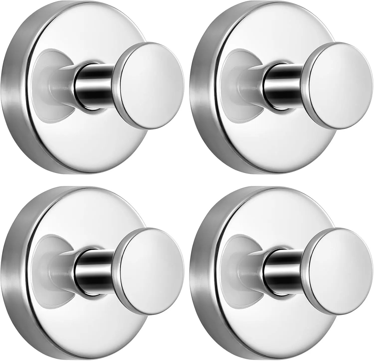 4-Piece Stainless Steel Reusable Suction Cup Towel Hooks - No-Drilling Wall Mount Holder, Mark-Free Vacuum Installation, Space-Saving Holders for Bath Towels, Kitchen Utensils, Suction Cup Attachment Towel Holders, Reusable Suction Cups Towel Holders