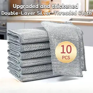 10/20-Pack Premium Stainless Steel Dish Scrubbers – Heavy Duty Non-Scratch Cleaning Pads for Pots, Pans & Sinks | Reusable, Rust-Proof & Dishwasher Safe (Silver)