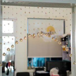 Beaded Curtain, 20 Strings Arched Door String Curtain, Hanging Door Beads Curtain Room Divider for Doorway Window Living Room Bedroom Coffee House Decor. (Chamgagne, 40" W x 23" L)