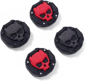 GeekShare Skull Thumb Grips Compatible with Nintendo Switch 2, Anti-Slip Silicone Cover Caps Set for Switch 2025, 4pcs - Black Red