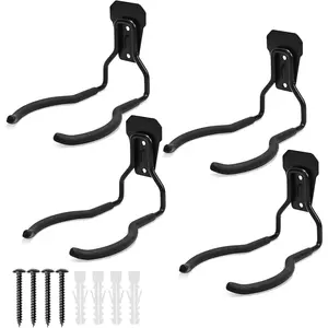 Garden Power Tool Hanger - 4 count Steel String Trimmer Holder Wall Mount, Grass Trimmer Organizer, Weed Eater Rack Garage Storage Hook for Weed Wacker, Leaf Blower and Other Lawn Equipment