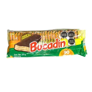 Ricolino Bocadin Snack Chocolate Wafer Bars - Chocolate Coated Galleta & Cacahuate - Crispy Galleta Layers & Crunchy Cacahuate Bits - MADE IN MEXICO