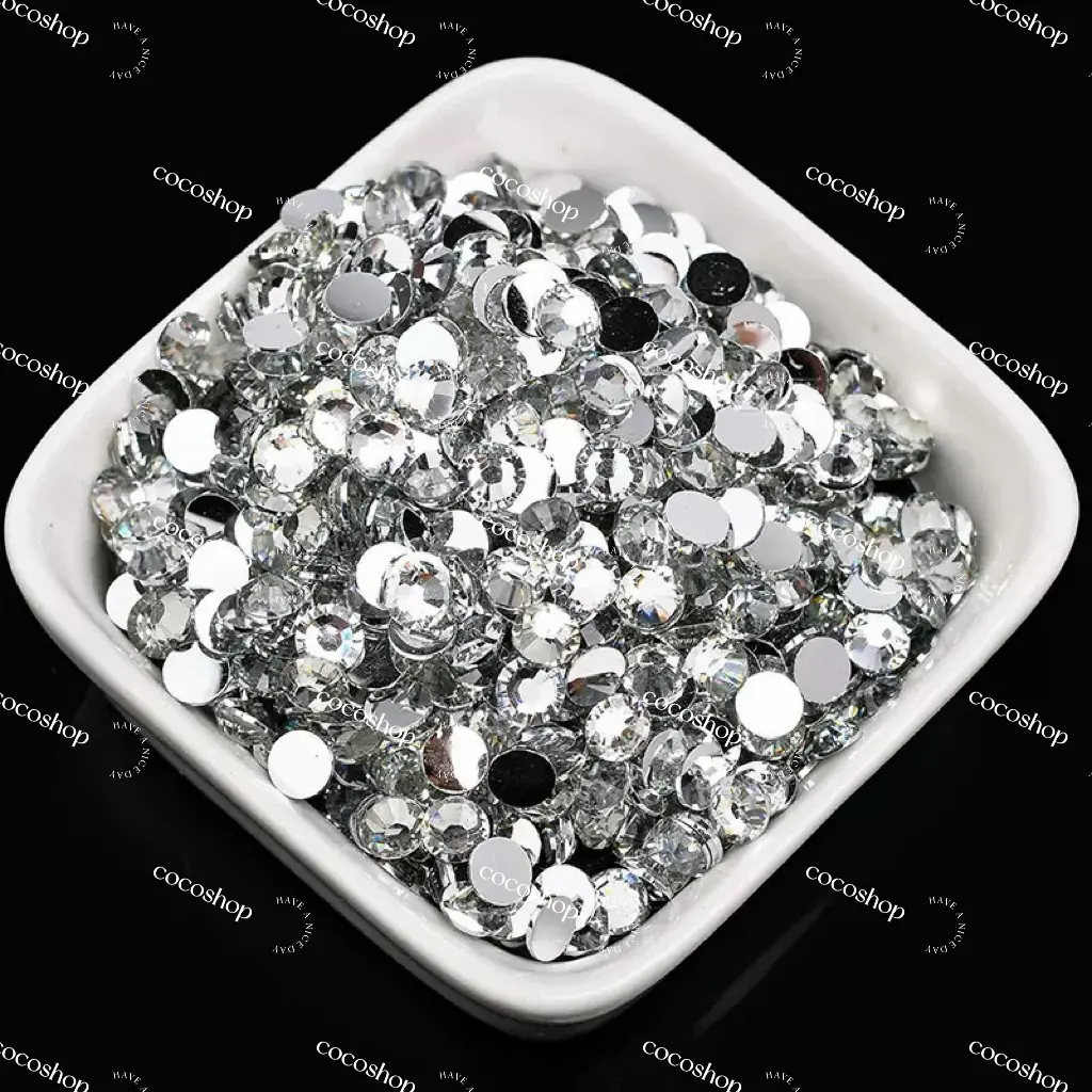#Cocoshop Silver Acrylic Flatback Rhinestones Mix, Flatback Type Nail Art Decoration with Shovel, Adds Sparkle for Nail Care