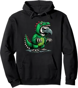 Vulture Wearing Dinosaur Costume Halloween Cosplay T-Rex Pullover Hoodie - Diegoort Shop 47B0F276XW1H