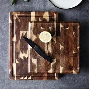 Solid Wood Cutting Board, Thick Heavy-Duty Acacia Wooden Chopping Board for Kitchen, Meat & Vegetable Prep