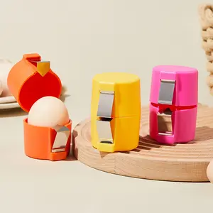 3PCS Egg Prep Tool Set Egg Opener Cracker Peeler Separator Kitchen Gadgets for Raw Hard Boiled Eggs Multicolor Design Plastic White Separator Set