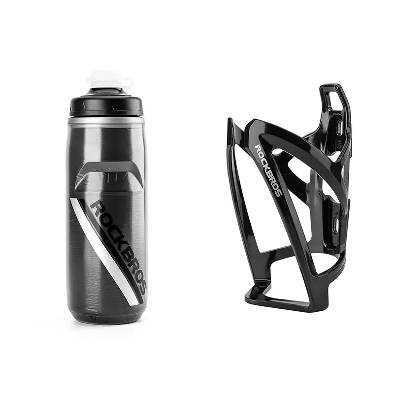 ROCKBROS Bike Water Bottle for 5hrs Insulation Sports Squeeze Water Bottle with Bike Water Bottle Holder Ultra-Light Bicycle Bottle Cages