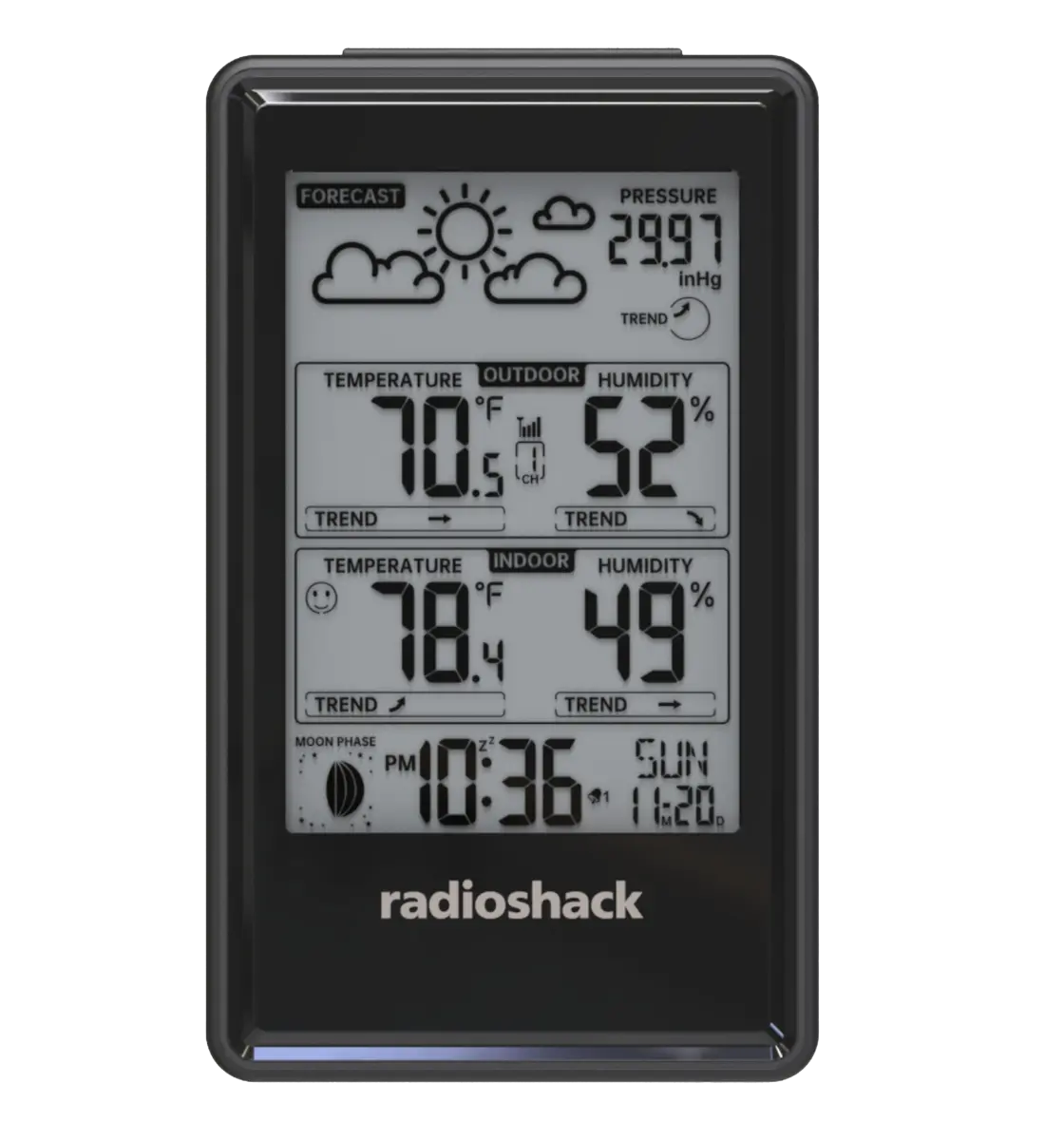 RadioShack 6301715 Indoor-Outdoor Weather Station - Barometric Pressure Monitor, Temperature Measuring Tool for Living Room, Tabletop, Home Office, Outdoor Activities (Tools & Hardware), Complete Weather Forecast