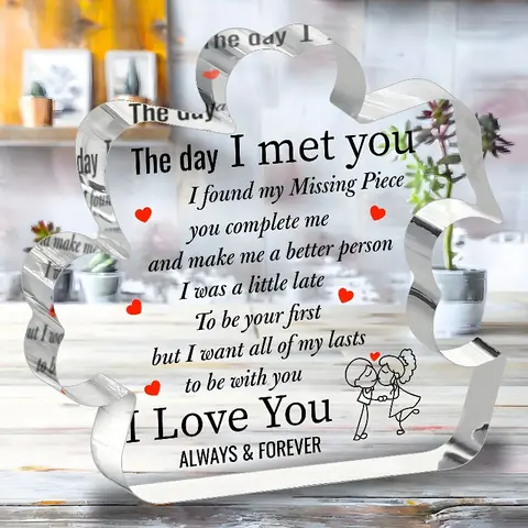 Acrylic Puzzle Sign 'i Love You' Desktop Decoration, Perfect Valentine's Day Anniversary Birthday Gift, Unframed Irregular Shape