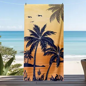 1pc Breathable Soft Modern Palm Print Beach Towel - Camping Towel, Summer Essential