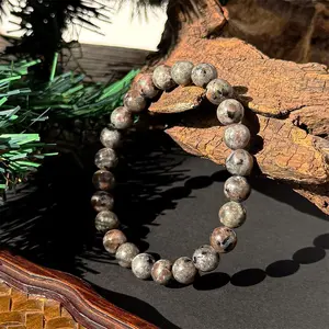 Yooperlite Beaded Bracelet - Handmade Unisex Fashion Accessory with Elastic Band, Basic Casual Bead Bracelets for Anniversary Gifts