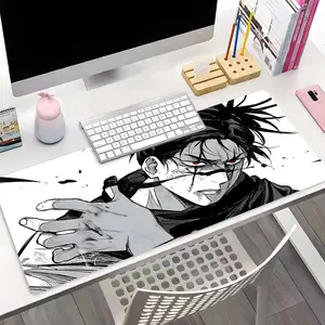 Cool Anime Bloody Warrior Large Gaming Mouse Pad, Desktop Protective Pad, Desk Accessories, Office Supplies, Washable Rubber Pad Non-Slip Lock Edge Multi-Size Mouse Pad Suitable For Home Office, Good Gift for Family and Friends