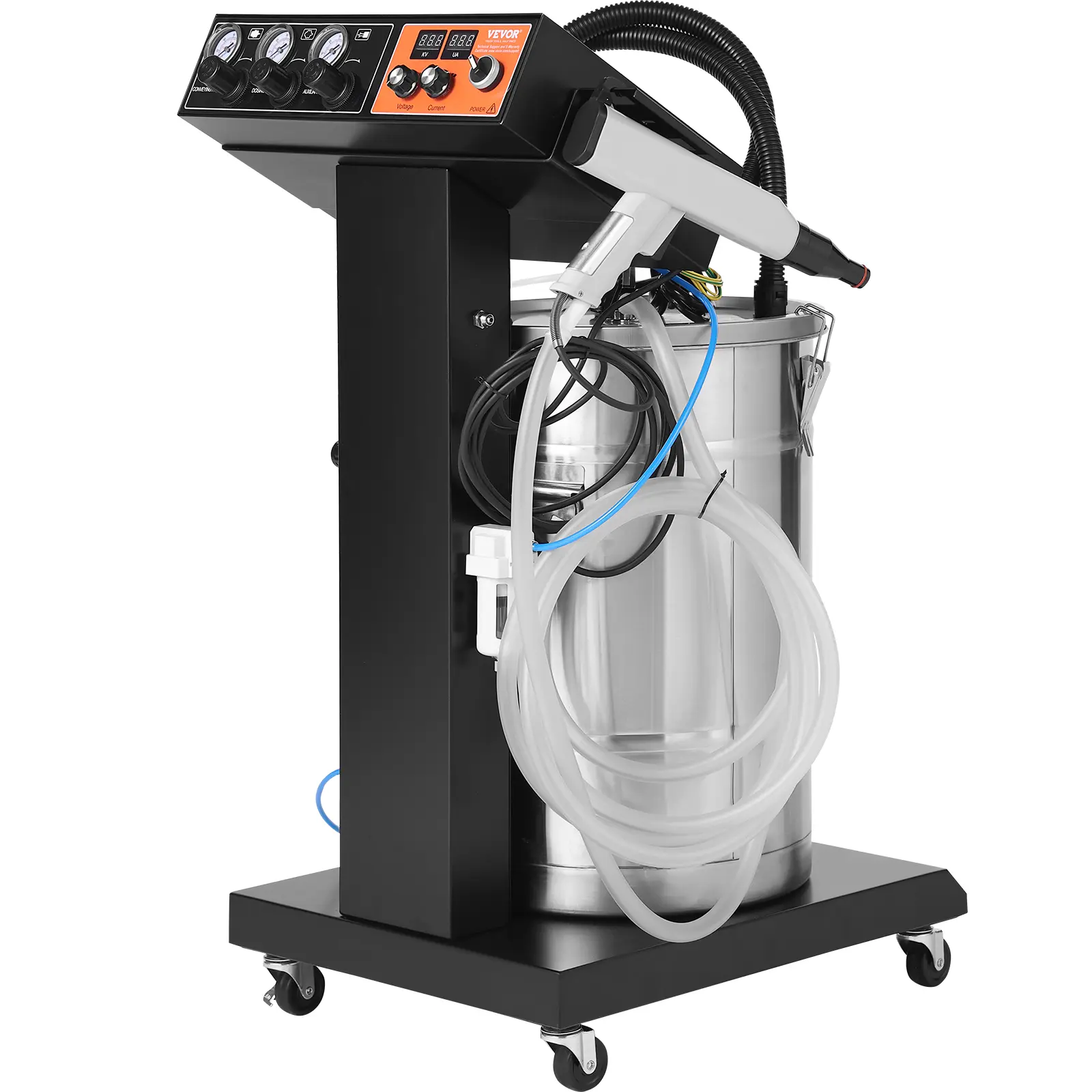 【summerfinds】VEVOR Powder Coating System, 40 W 100KV Electrostatic Output Powder Coating Kit with 50L Powder Hopper, 450g Per Minute Powder Coating Machine with Spray Gun and Trolley Base, for Indoor and Outdoor