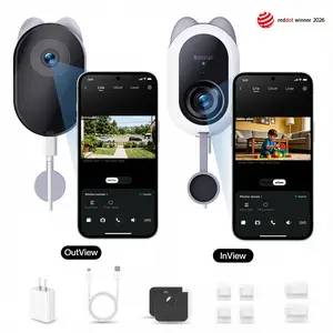 Botslab 2-in-1 Dual-View Dual Camera Window Security Camera | 2.5K Indoor & Outdoor, 8x Zoom, True Color Night Vision, Easy Install,Adjustable ,Security cameras for home