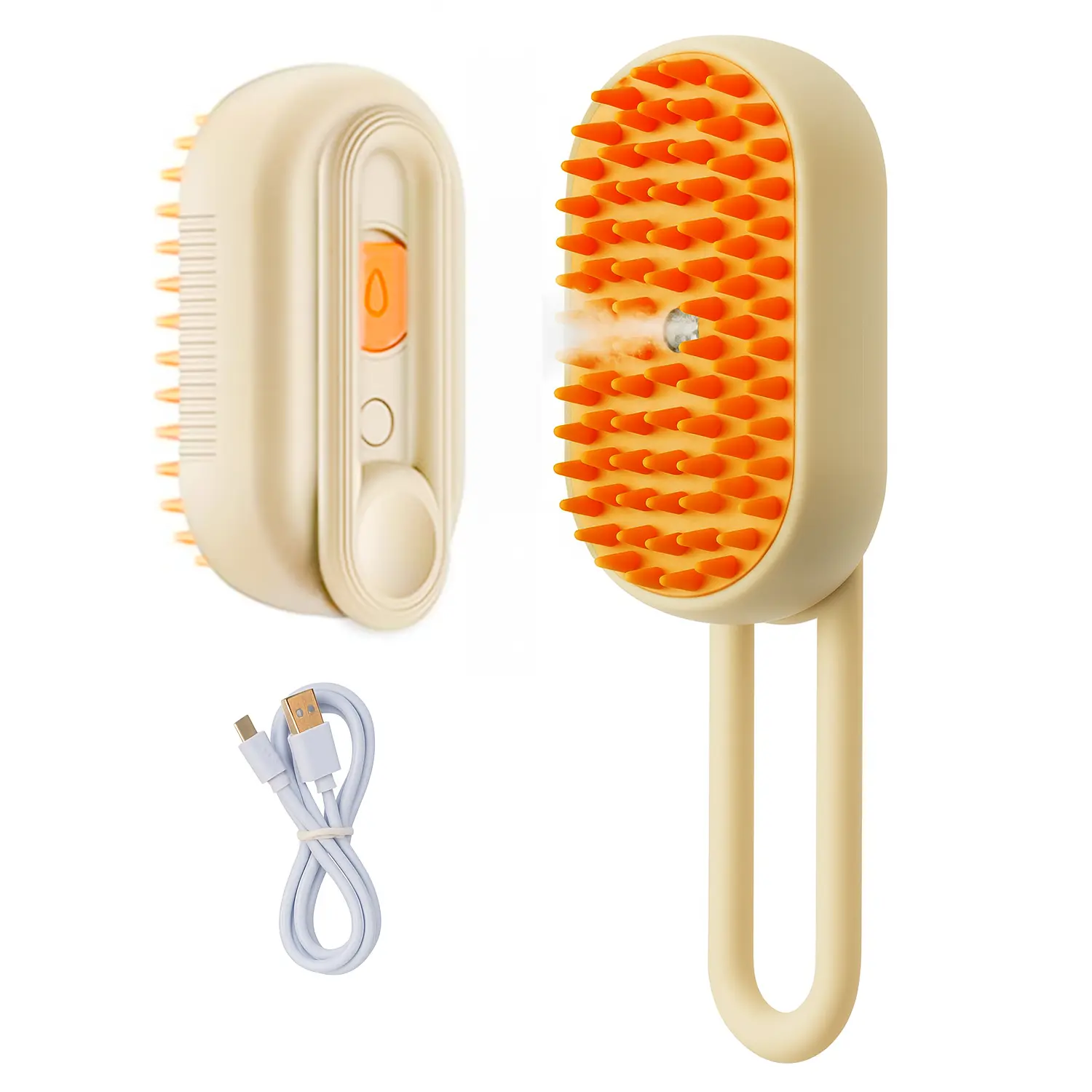 4-in-1 Pet Deshedding & Grooming Steam Brush - Silicone, 360-degree Rotatable Handle, Moisturizing Spray, Deodorant, Gentle Tech, Massage, Low-noise Design, Easy-to-Clean, Washable - For All Sizes Cats & Dogs, Promotes Blood Circulation
