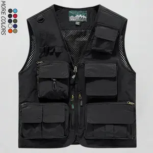 Men's Solid-Color Multi-Pocket Vest Jacket — a regular-fit, sleeveless top designed for casual outdoor activities such as fishing and camping, featuring multiple pockets. A new arrival in men's fashion suitable for all four seasons—ideal as running and at
