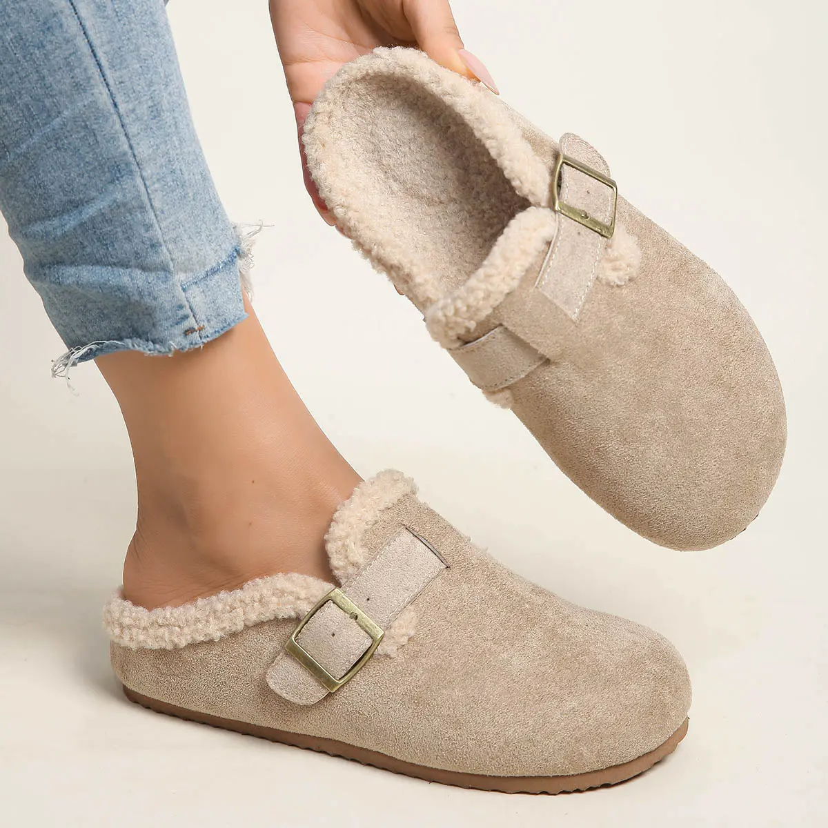 Women's Vintage Traditional Mules, Comfortable Slip-On Clog Design with Plush Lining, Adjustable Buckle and Non-Slip Rubber Sole, Classic, Footwear