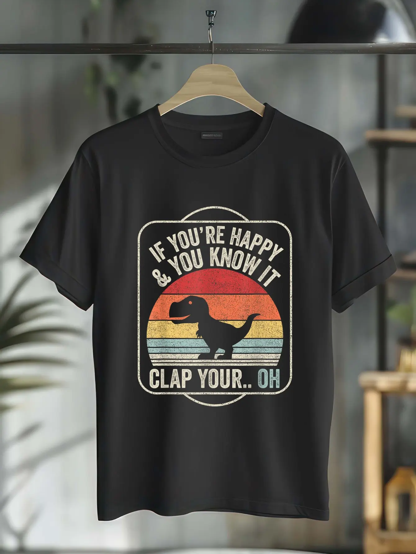 Women's Vintage T-Rex Unique Graphic Tshirt - 100% Cotton Casual Distressed Short-Sleeve Round Neck Everyday Streetwear Clothes