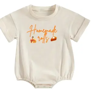 Homemade Rolls Thanksgiving Bubble Romper for Baby