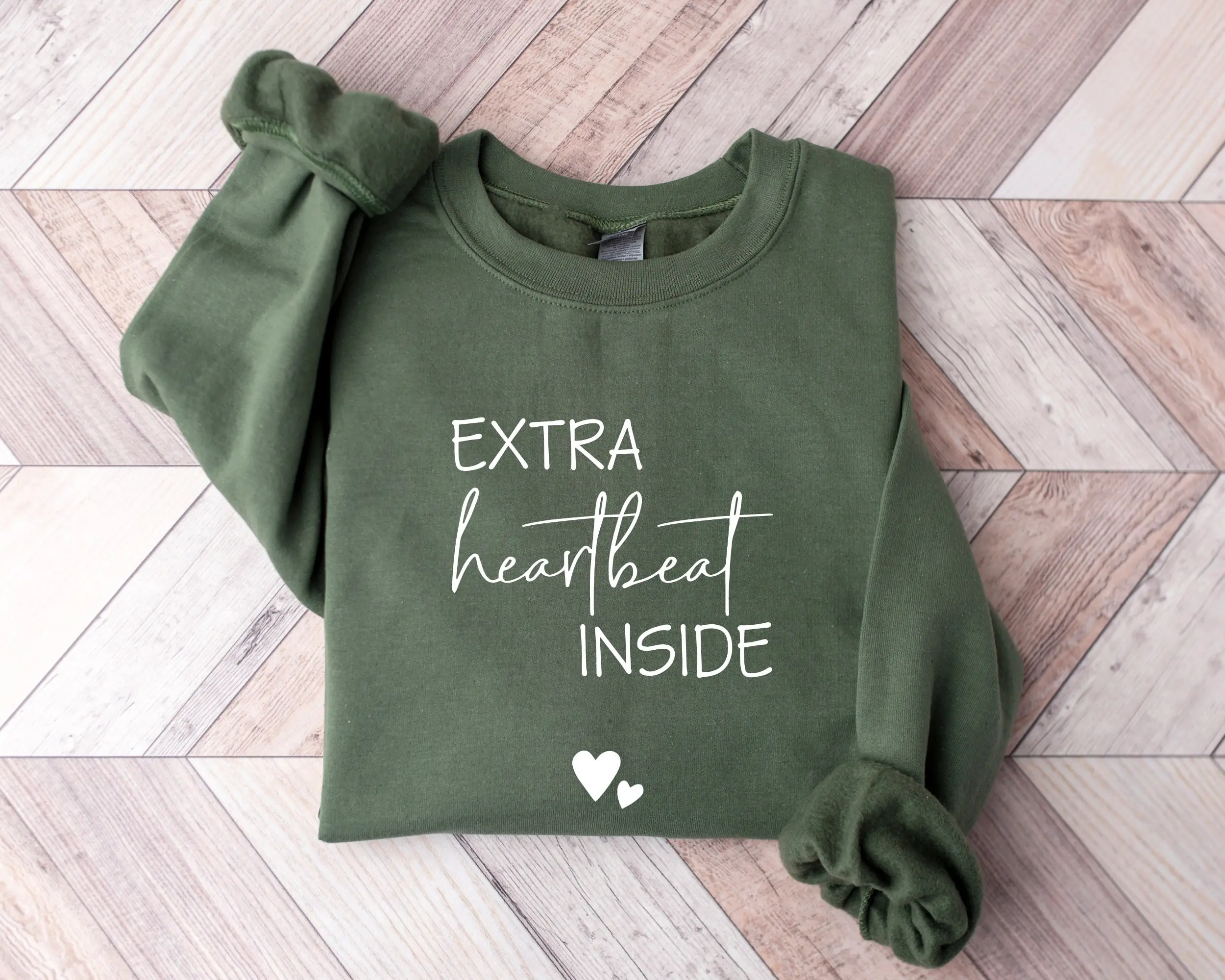 Extra Heartbeat Inside Sweatshirt, Baby Announcement, Pregnancy Reveal, Mommy To Be, We're Expecting, Maternity Sweater, Pregnancy Outfit - AMBER