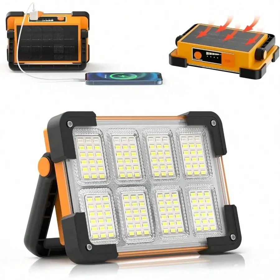 New Rechargeable Solar Flood Light Outdoor Portable LED Reflector Spotlight Rechargeable Projector Floodlight Construction Lamp, Outdoor Lights Solar, Solar Lighting