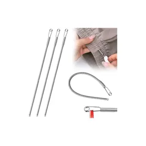 3pcs Spring Drawstring Threader Tool Bendable Rope Threader Clip Multi-Purpose Hoodie String Threader Drawstrings Replacement Tool Hand Sewing, Spring Loop Threader for Sweatpants Shorts Jackets